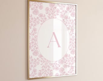 Blumen Initial Wandbild, Monogramm Druck (Digitaler Download)