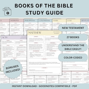 New Testament Bible Study Guide Bundle, Bible Book Summaries, New Testament Bible Study Guide, Bible Study Tool, Bible Reflection Sheets PDF