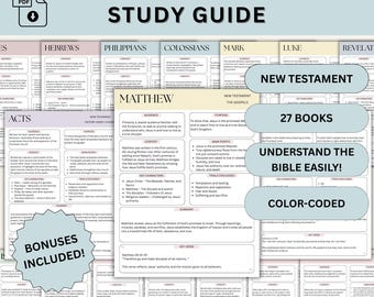 Bundel met bijbelstudiegids Nieuwe Testament, samenvattingen van bijbelboeken, bijbelstudiegids Nieuwe Testament, tool voor bijbelstudie, bijbelreflectiebladen pdf