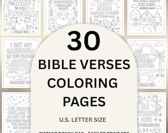 Bible Verse Coloring Pages, 30 Printable Christian Coloring Sheets, Sunday School Activity (PDF Download)