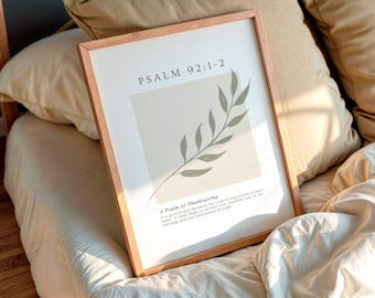 Psalm 92 Bibel-Vers-Druck, Salbei-grüne christliche Wandkunst (digitaler Download)