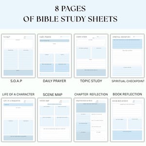 Pacchetto di modelli di studio biblico digitale, diario di studio biblico stampabile, strumenti di studio biblico, fogli di lavoro per capitoli della Bibbia, diario biblico in formato PDF immagine 3