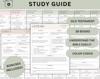 Old Testament Bible Study Guide Bundle, Printable Bible Book Summary Guide Bible Summary Sheets of the Bible Study Tool PDF Digital Download