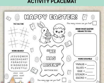 Easter Activity Placemat, Easter Sunday School Activity for Kids  Easter Craft Christian Easter Coloring Pages Resurrection Sunday Activity