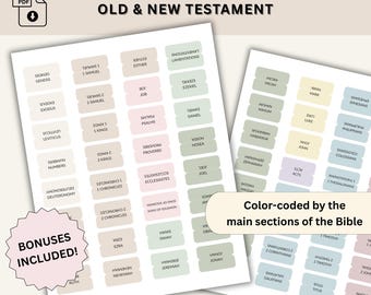Printable Bible Tabs, Color-Coded, Neutral Colors Minimalist Bible Tabs, Bible Study Tool (PDF Download)