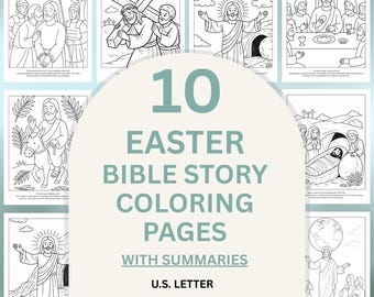 Easter Bible Coloring Pages for Kids Bible Story Coloring Printable Holy Week Timeline Sunday School Activity (PDF Digital Download)