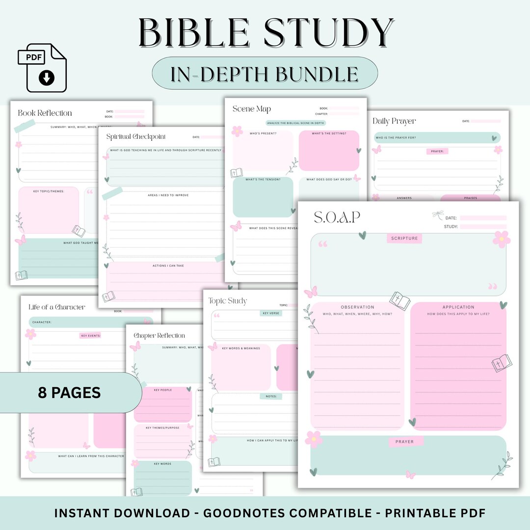 Printable Bible Study Template Bundle, SOAP Method, Digital Bible Study ...