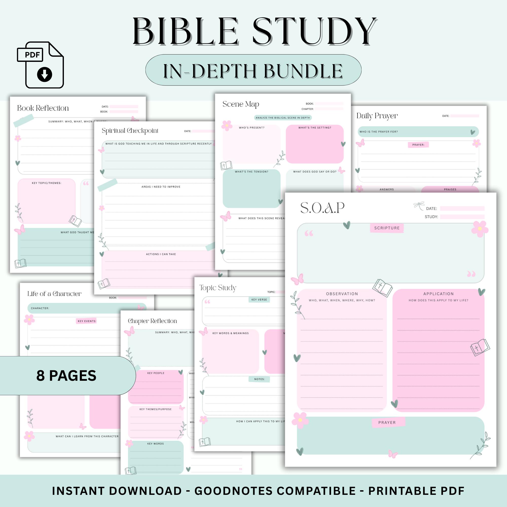 Printable Bible Study Template Bundle, SOAP Method, Digital Bible Study ...