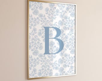 Benutzerdefinierte Blumen Anfangsdruck, personalisierte Buchstabe Wandkunst (Digitaler Download)