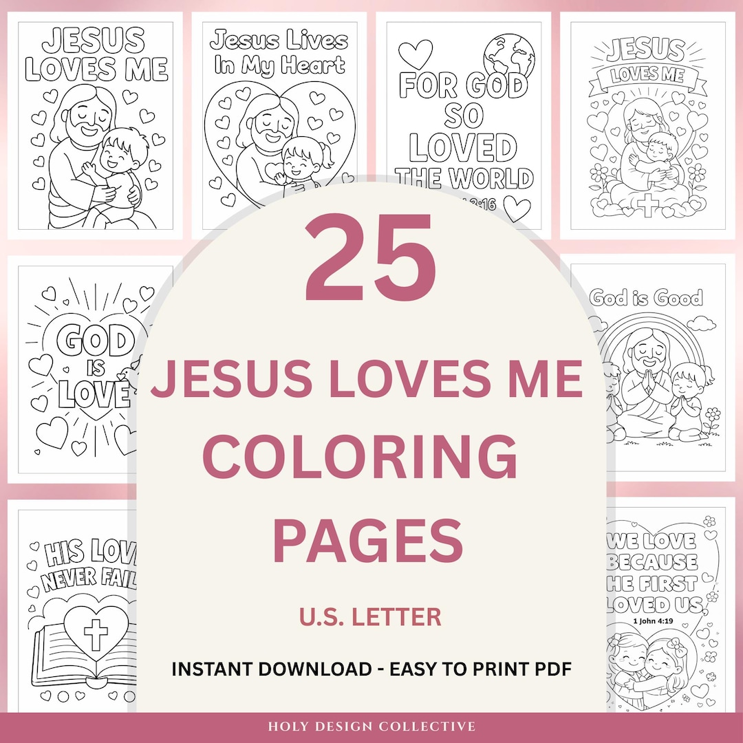 Jesus Loves Me Bible Coloring Pages, Christian Sunday School Activity ...