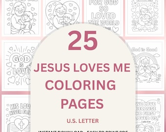 Bible Coloring Pages for Kids, Jesus Loves Me Bible Verse Coloring Sheets, Sunday School Activity (Printable PDF)