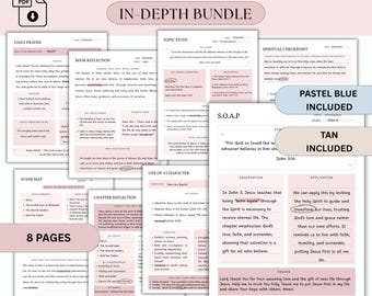 Digital Bible Study Template Bundle, Bible Study Journal Printable Bible Study Tools, Bible Chapter Worksheets, Bible Journaling PDF
