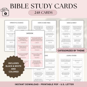 Bible Verse Cards for Scripture Memory, Scripture Memorization Card, Bible Study Tool, Sunday School Activity (PDF Printable)