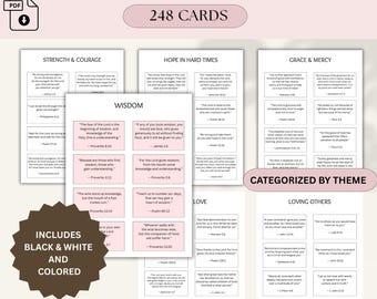 Bible Verse Cards for Scripture Memory, Scripture Memorization Card, Bible Study Tool, Sunday School Activity (PDF Printable)