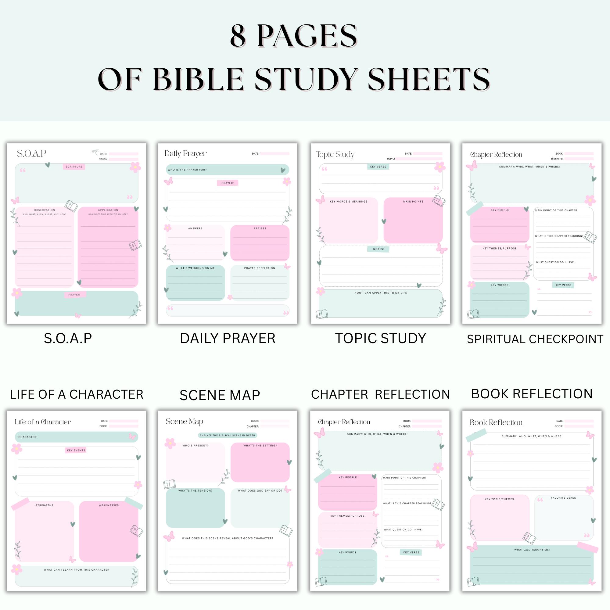 Printable Bible Study Template Bundle, SOAP Method, Digital Bible Study ...