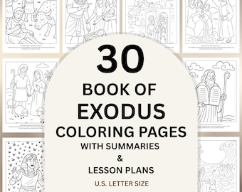 Exodus Bible Coloring Pages for Kids, Sunday School Lesson, 30 Christian Coloring Sheets, Homeschool Activity (PDF Digital Download)
