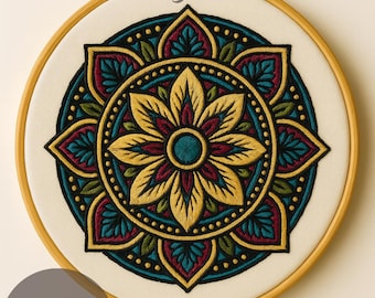 Floral Mandala Embroidery Pattern: Boho DIY Hoop Art (Digital Download