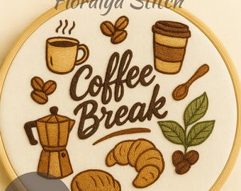 Coffee Embroidery Pattern | Beginner DIY Kitchen Art (PDF Pattern)