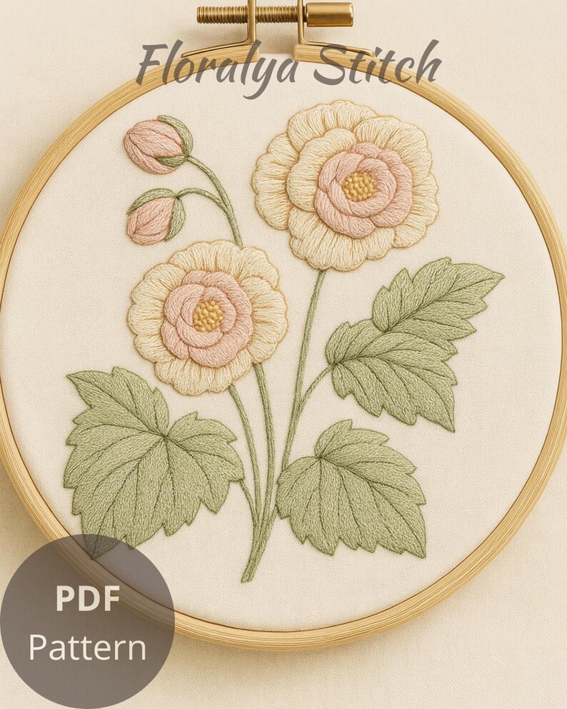 Flowers Hand Embroidery Pattern: Botanical Floral Design (PDF Pattern ...