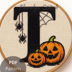 Halloween Alphabet Embroidery Patterns: Spooky A-Z Letters (PDF Download