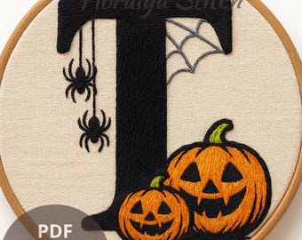 Halloween Alphabet Embroidery Patterns: Spooky A-Z Letters (PDF Download