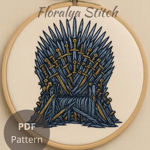 Iron Throne Embroidery Pattern: Swords Throne Hoop Art (Instant Download PDF)
