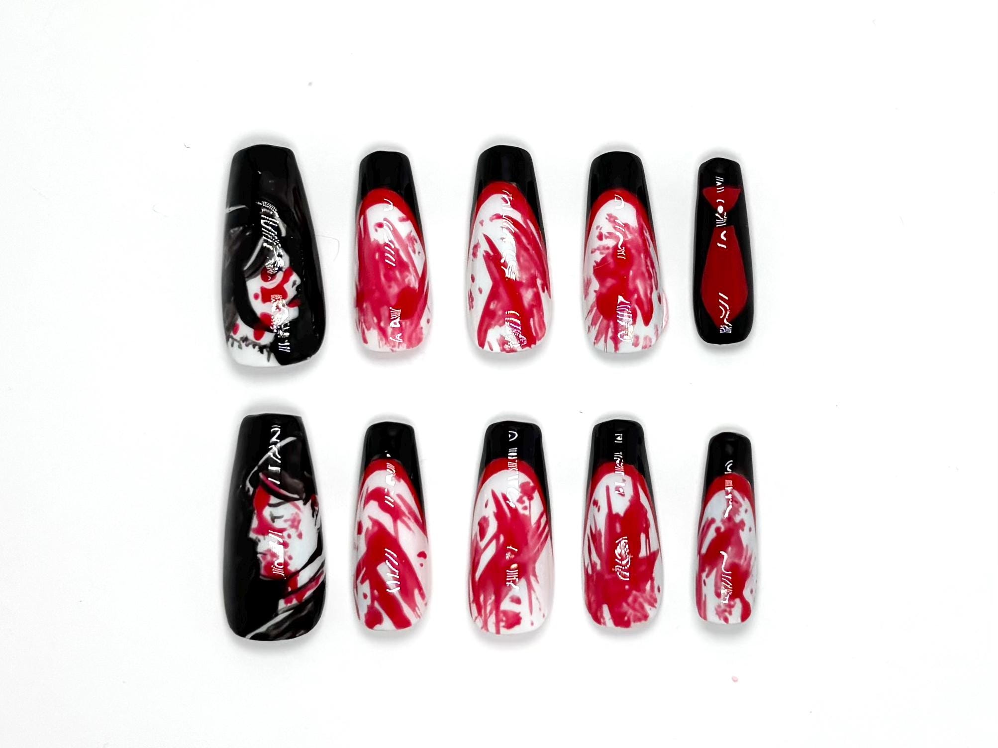 MCR Three Cheers for Sweet Revenge hand-painted press-on nails