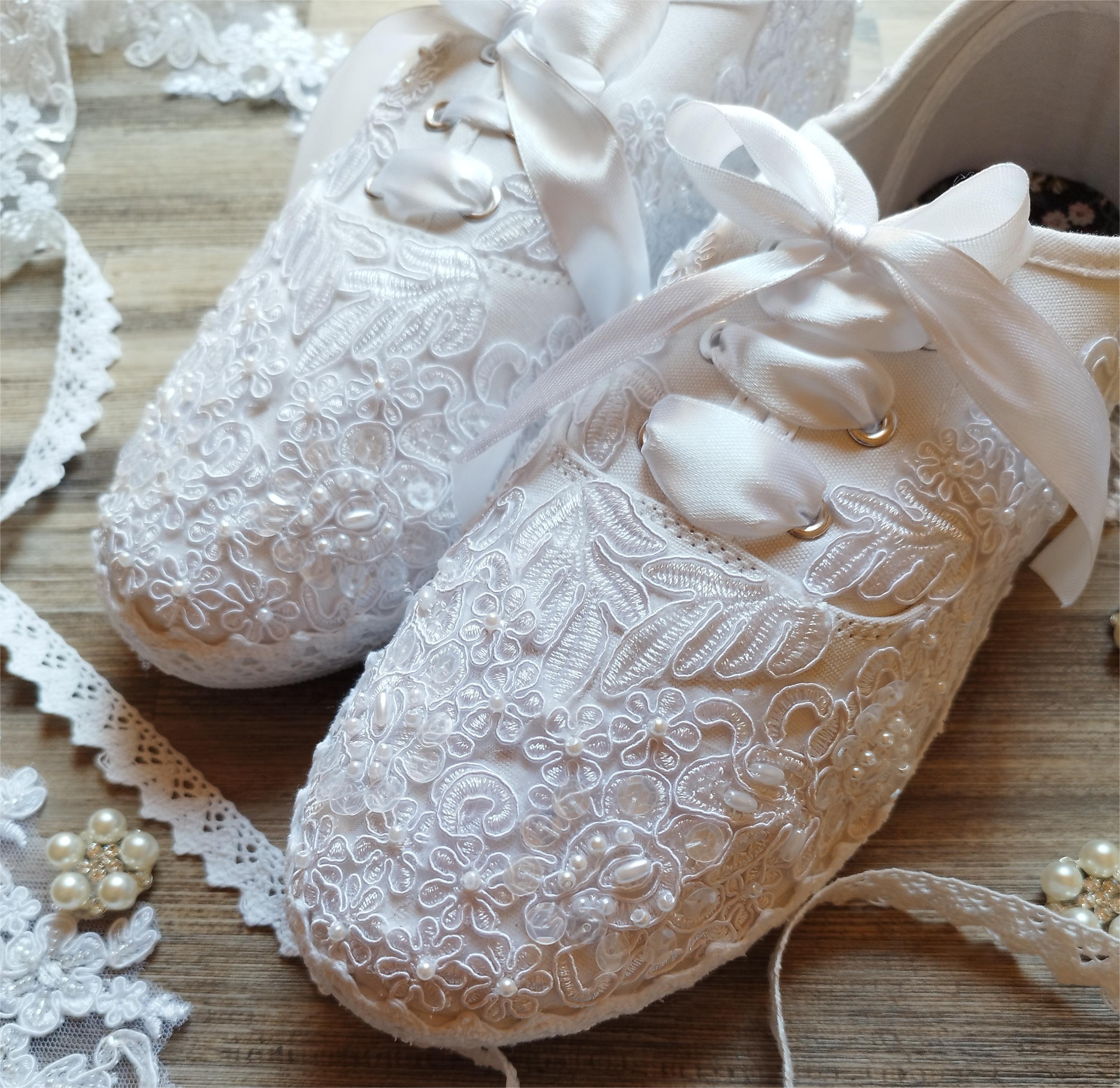 Scarpe Da Cerimonia Scarpe Da Sposa Con Fiore Pizzo E Perle