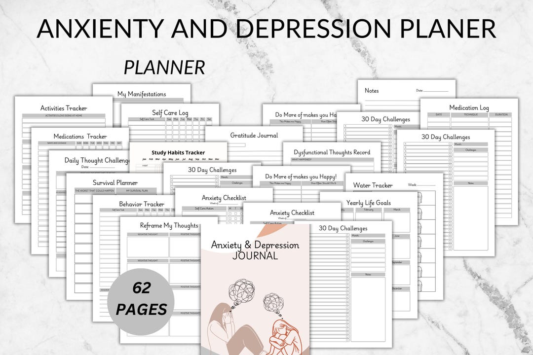 Anxiety and Depression Planner Printable – Mental Health Journal PDF ...