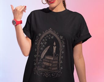 Camiseta estilo Dark Academia, para amantes de los libros, camiseta vintage, regalo para ella, regalo para él.