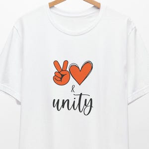 Peace Love Unity Unisex T-Shirt: Oranges Anti-Mollying T-Shirt