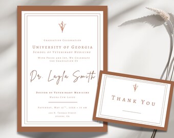 Veterinarian Graduation Invitation Template, Editable Canva Vet School Graduation Invite, DVM Graduation Party, Modern Formal Graduation