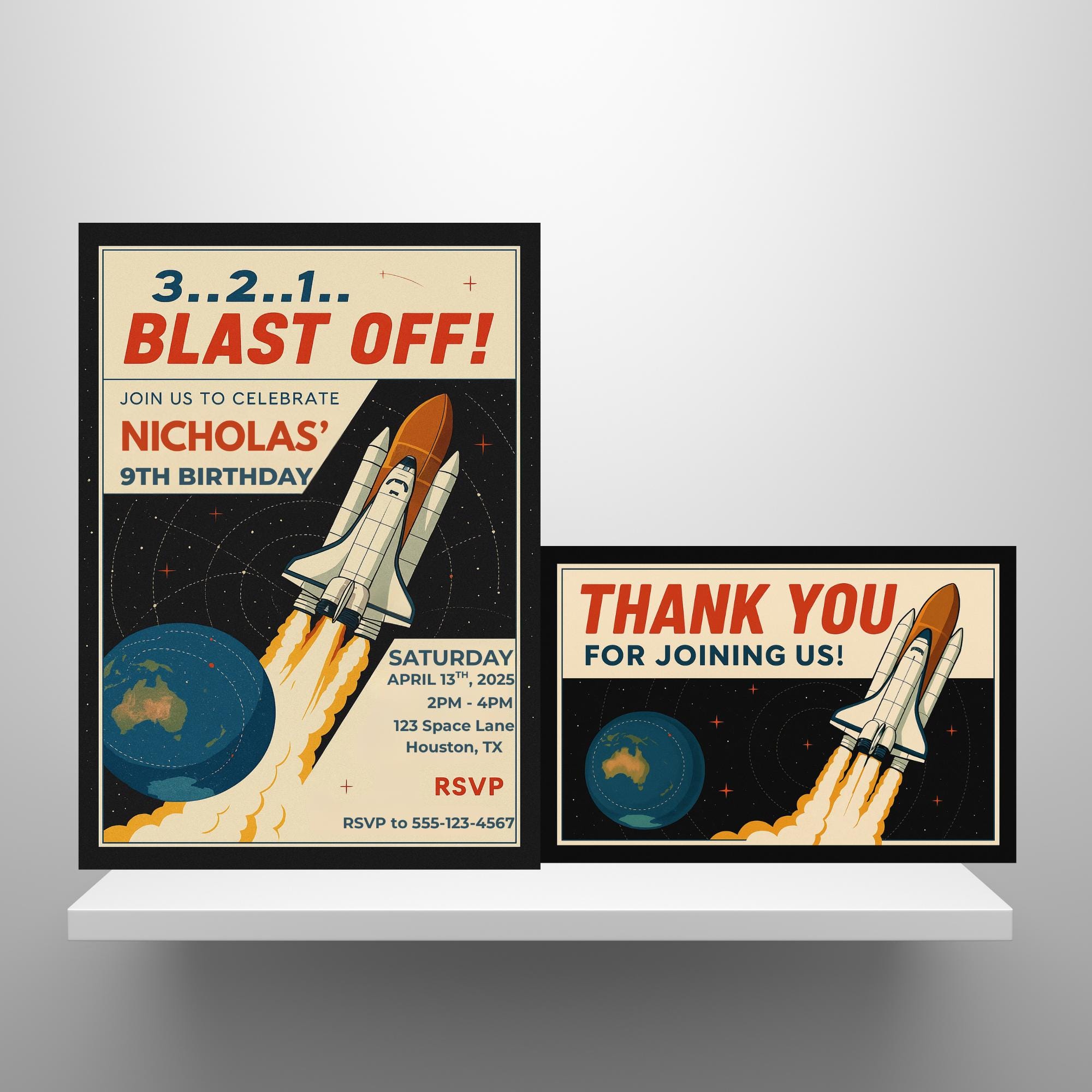 Procos - Rocket Spaceship Rocket Space Party Invitations in FSC Paper