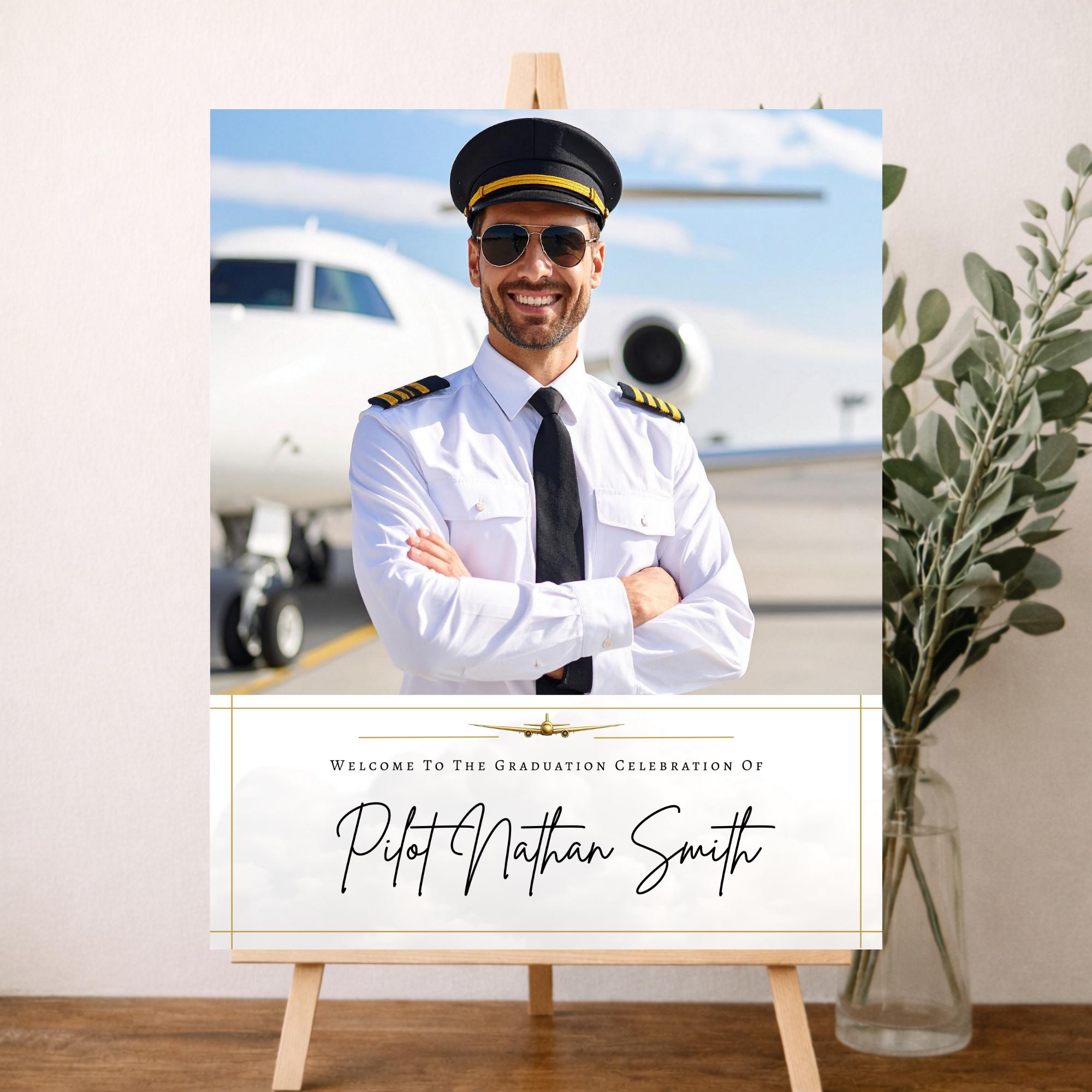 Pilot Graduation Welcome Sign Template, Editable Canva Photo Sign ...