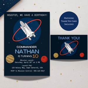 Space Shuttle Birthday Invitation | Space Birthday Invitation | Rocket Ship Party Invite | Astronaut Birthday Template | Outer Space Invite