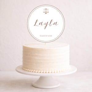 Jurafeier Cake Topper Vorlage, Abschlussfeier Party Dekor, Klasse bearbeitbarer Canva Topper, druckbarer Juraschulabschluss