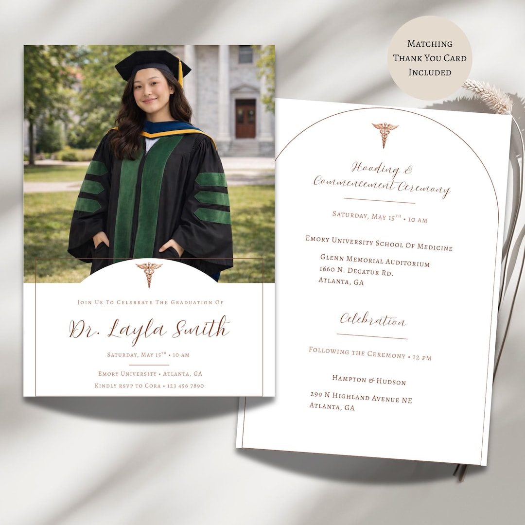 Doctor Graduation Invitation Template, Medical School Hooding Ceremony ...