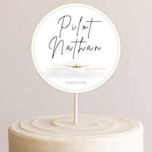 Pilot Graduation Cake Topper Vorlage | Flug Schule Abschlussfeier Dekor | Bearbeitbare Canva Printable | 3D Cake Topper