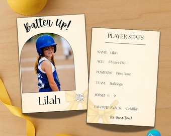 Softball Player Trading Card Template | Custom Kids Sports Card | Editable Canva Download