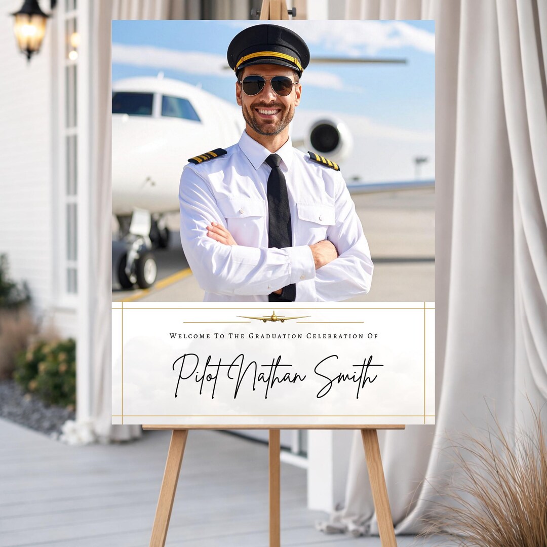 Pilot Graduation Welcome Sign Template, Editable Canva Photo Sign ...