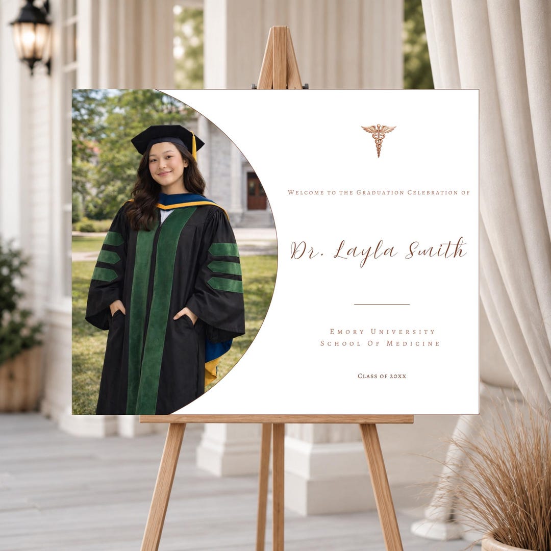 Doctor Prom Sign Medical Doctor Graduation Welcome Sign Template, Editable MD Graduation ...