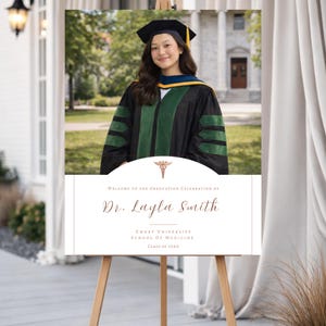Doctor Graduation Welcome Sign Template, Medical School Graduation Decor, Editable Canva MD Graduation Party Sign, Doctoral Graduation Sign