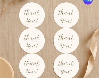 Boho Thank You Favor Tags | Minimalist Round Labels (Editable Canva Template)