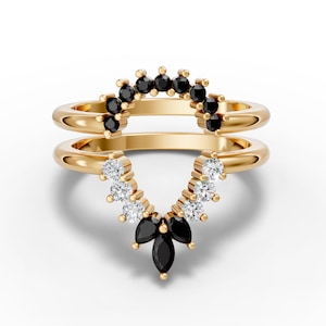 Curved Black Onyx & 14K Gold Wedding Band Enhancer