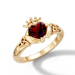 Unique Heart Shape Citrine  Claddagh Wedding Ring Gold Claddagh Engagement Ring Irish Crown Anniversary Gift Irish Friendship Ring For Her
