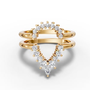 Moissanite & 14K Gold Pear Stacking Ring: Unique Bridal Wedding Band