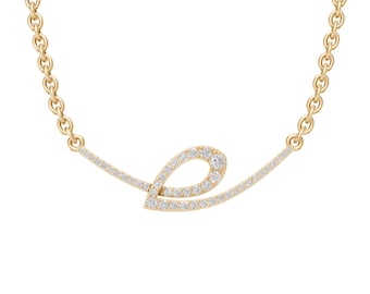 14K Gold Moissanite Leaf Pendant Necklace, Minimalist Vine Jewelry