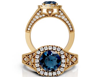 14K Gold Teardrop Garnet Engagement Ring: Moissanite Halo Bridal Jewelry