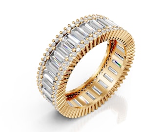 14K Gold Moissanite Eternity Engagement Band For Women, Moissanite Diamond Gemstone  Full Eternity Band, Unique Bridal Anniversary Ring