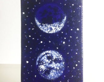 Mini Art - IndiGlow! Sacred Masculine Moon - Oil Painting by Shelley Irish